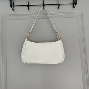 White Faux Leather Shoulder Bag Purse